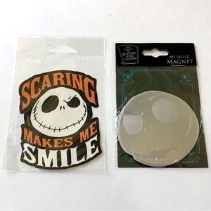 Disney The Nightmare Before Christmas Jack Sticker & Magnet SEALED Pkgs Lot of 2